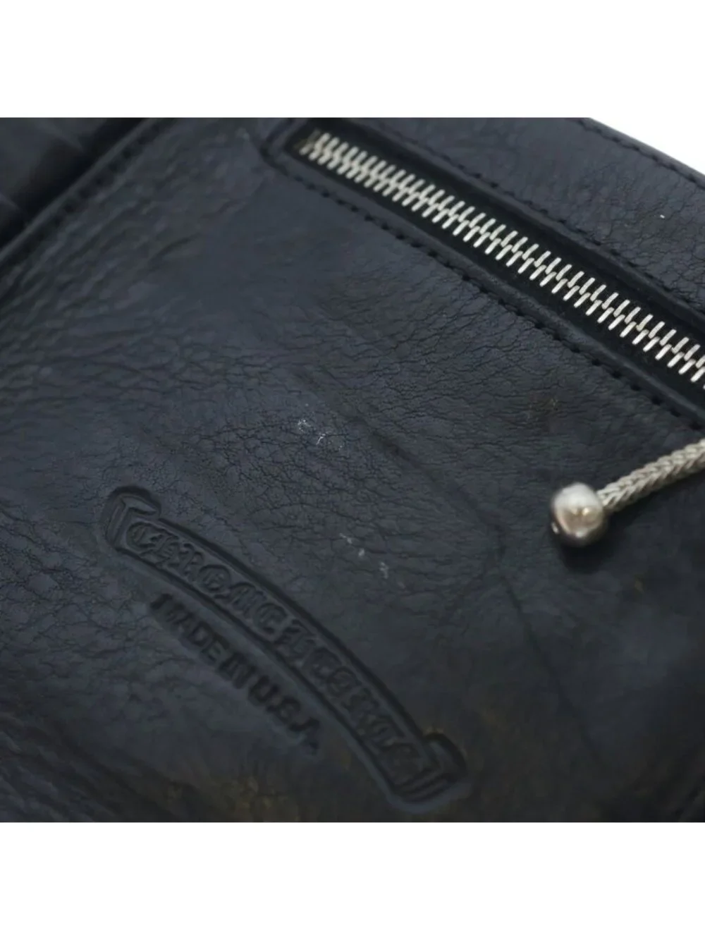 Chrome Hearts 1 Snap Cross Ball Button Leather Wallet Black